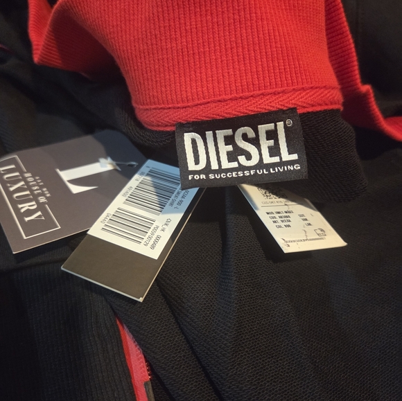 DIESEL Men's Jacket NWT L UMLT MAXX Red and Black Zip Up Casual Sweatshirt - Picture 9 of 12